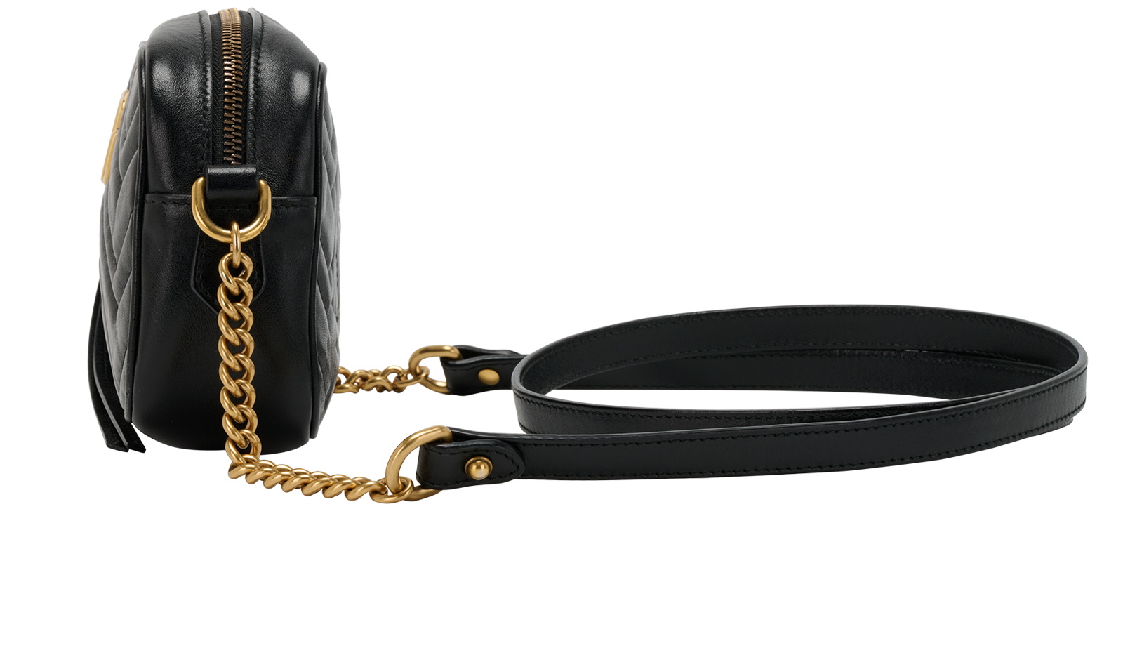 Mini GG Marmont Camera Bag, &pound;550, Handbags, Black, Leather, Bottom view